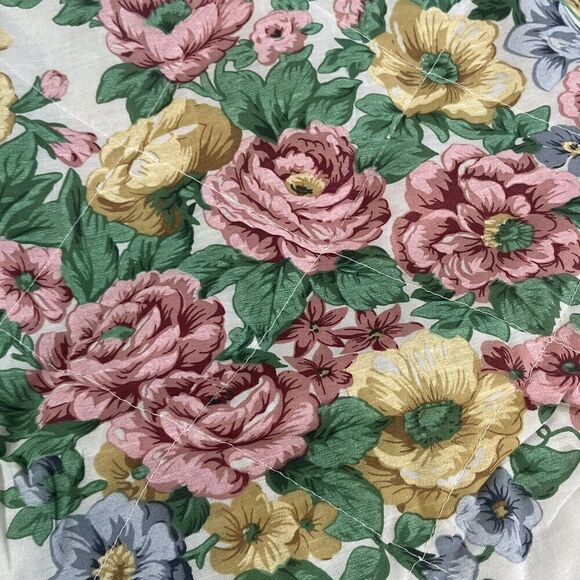 Vintage Le Fleur Springtime Pillow Sham Set Pink Green Floral Granny Core Ruffle - Picture 16 of 16